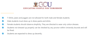 GCU dress code guidelines