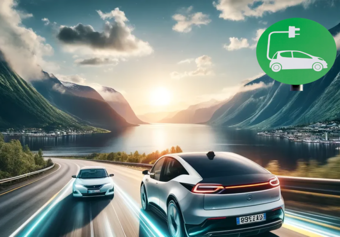 Green Revolution Norway Electric Car Sales Overtakes Petrol Cars cars on a road with a body of water and mountains