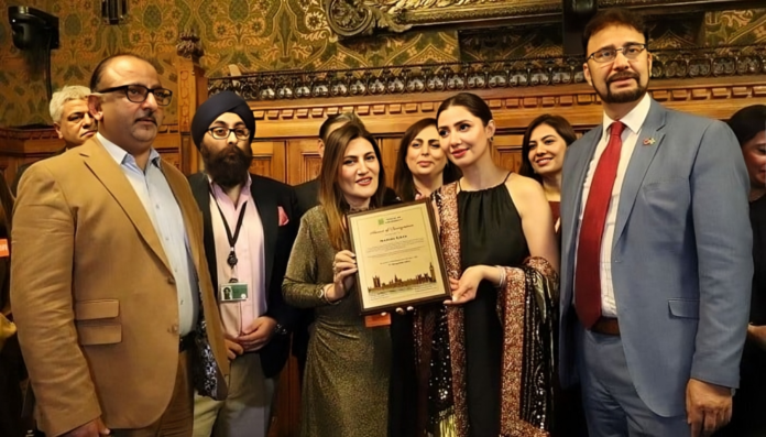 Mahira Khan Honored in British Parliament for Promoting Pakistani Culture Globally