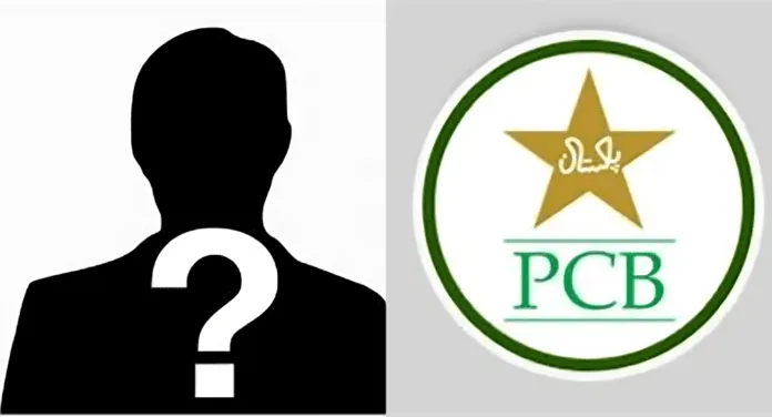 A silhouette of a person with a question mark beside the Pakistan Cricket Board (PCB) logo.