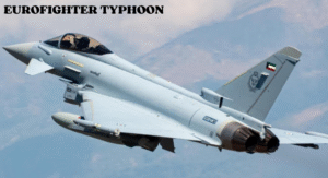 Top Fighter Jets 2025: The World's Most Advanced Aircraft 6 A Eurofighter Typhoon jet in flight, showcasing its sleek design against a mountainous backdrop with a clear blue sky.