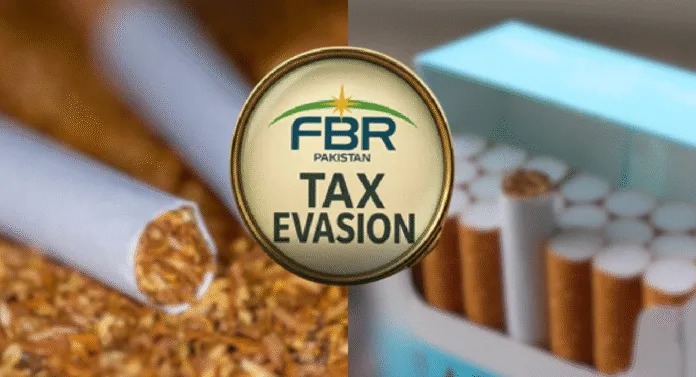 A close-up of loose tobacco and cigarettes, featuring a circular emblem stating 