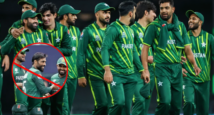 A group of cricket players in green uniforms with 