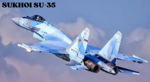 Top Fighter Jets 2025: The World's Most Advanced Aircraft 7 A Sukhoi Su-35 fighter jet soaring through the sky with clouds in the background, showcasing its distinctive blue and grey livery.