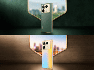 Two stylish Infinix Note 40 Pro displayed side by side: one in green with gold accents, the other in gradient colors, showcasing their modern design. Two stylish Infinix Note 40 Pro displayed side by side: one in green with gold accents, the other in gradient colors, showcasing their modern design.