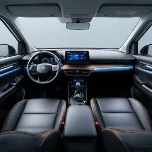 Suzuki Fronx Pakistan First XUV - Price, Specs and Full Review 2 Sleek interior of a Suzuki car featuring modern dashboard, infotainment screen, leather seats, and stylish accents. Suzuki Fronx Specifications