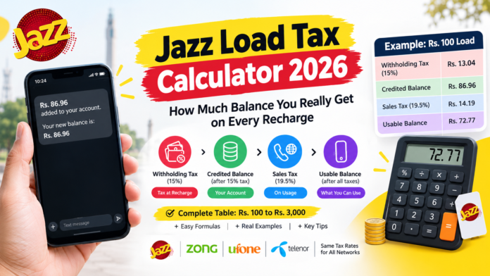 Jazz Load Tax Calculator 2026: How Much Balance You Really Get on Every Recharge
