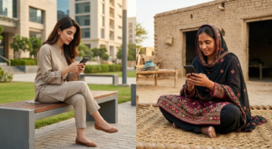 Pakistani women in both urban and rural settings using smartphones to access the internet. Pakistani women in both urban and rural settings using smartphones to access the internet.